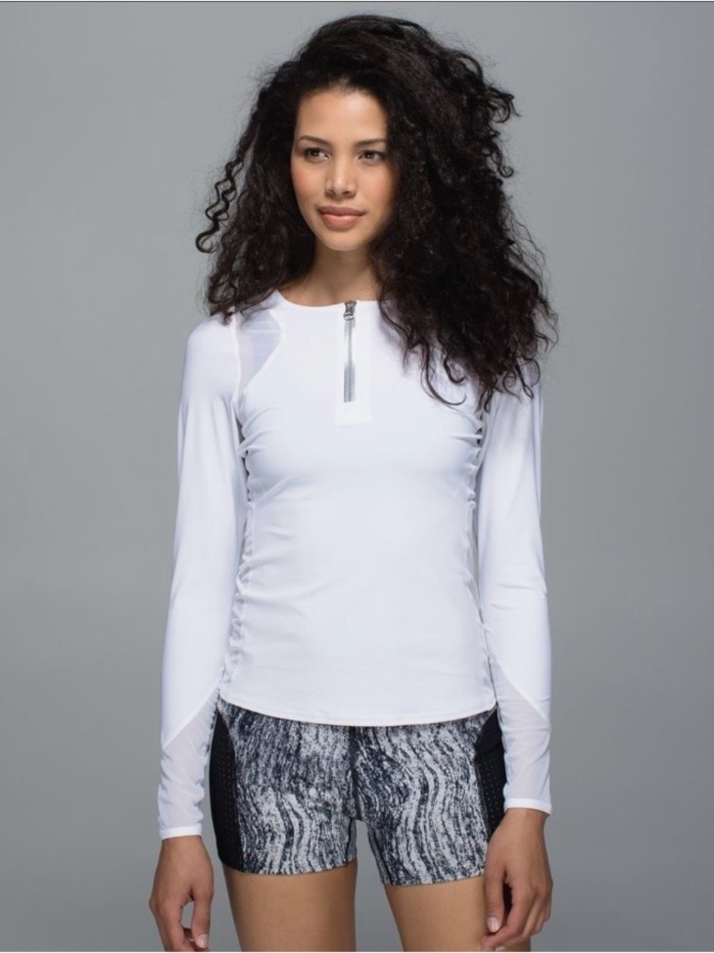 Lululemon Water Sun Runner White 1/2 Zip Mesh Long Sleeve Top Size 4